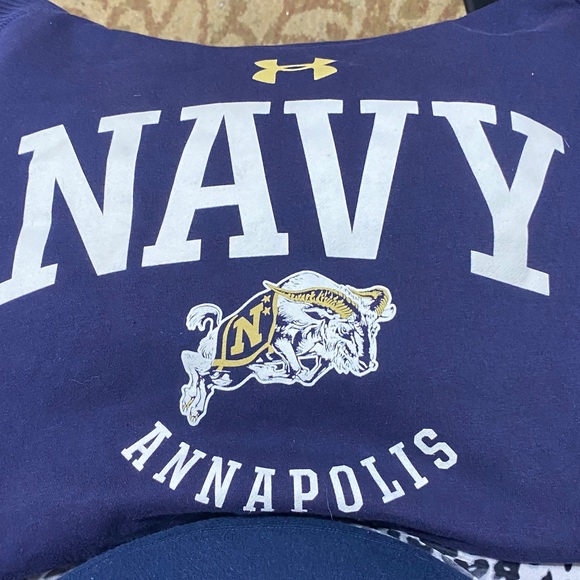 UNDERARMOUR MENS SIZE Large NAVY ANNAPOLIS FLEECE LINED HOODED SWEATSHIRT CLEAN - Picture 13 of 13